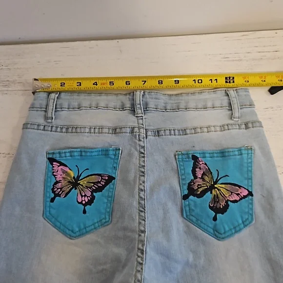 Shein Graphic 1999 Buterfly High Rise Skinny Jeans Size Medium - Picture 6 of 11